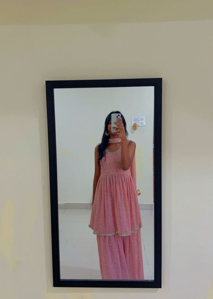 Pink Printed Sharara Set with dupatta