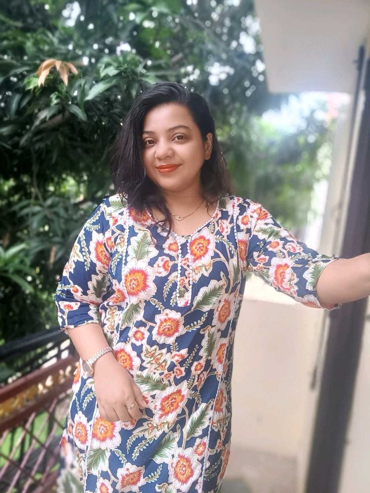 Blue Kashmiri Cotton Kurti