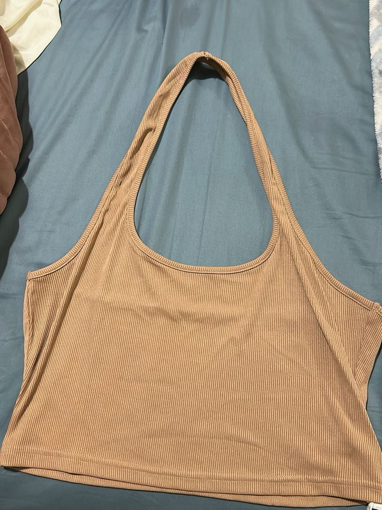 Nude Halter Top Ribbed