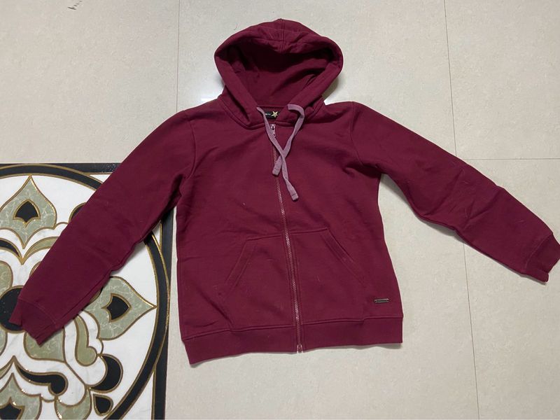 Maroon Zip-Up Hoodie
