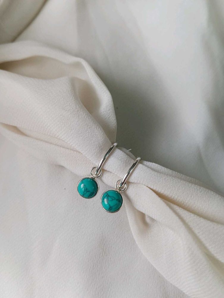 Pure silver Turquoise Hoop