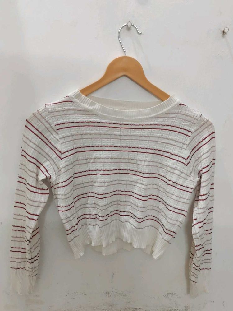 White and Red striped Top ❤️