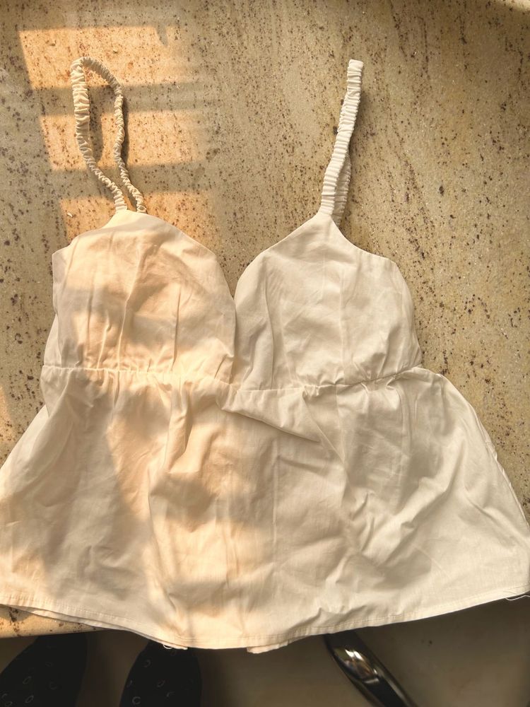 H&amp;M White Cami Peplum Top