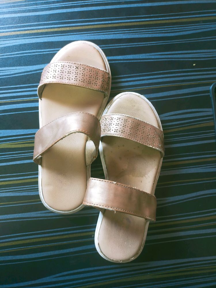 Golden Flats For 5 Yrs Girl
