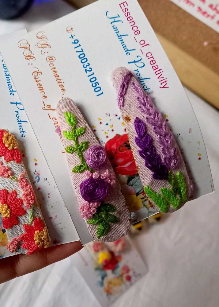 Handembroidered Hair Clip