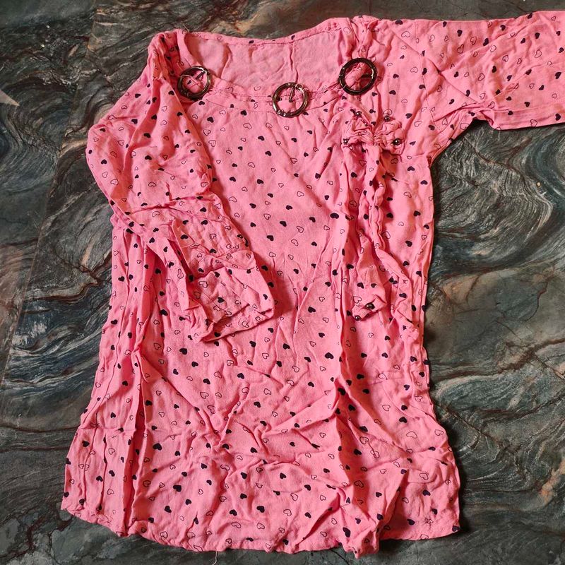Cute Pink Heart Print Top
