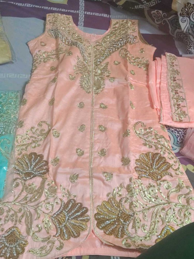 3 color available Elegant Embroidered Kurta Set