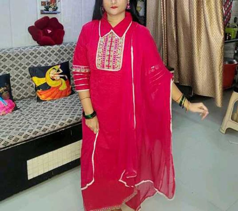 Pure Cotton Cut Work Kurta Set
