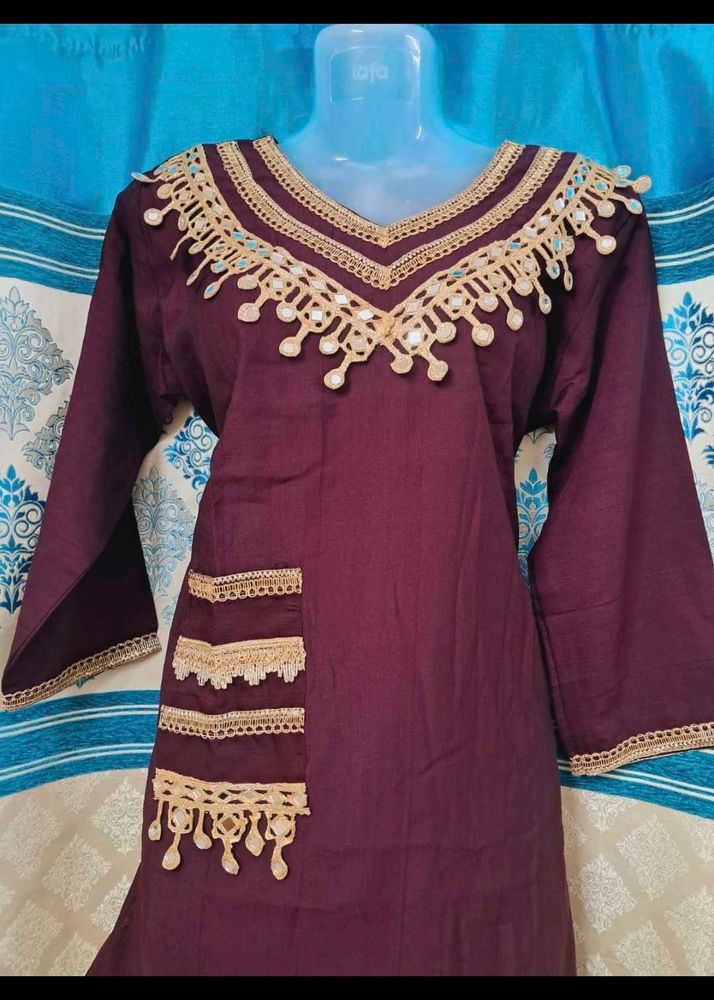 Wine Cord Set With Tulip Pant