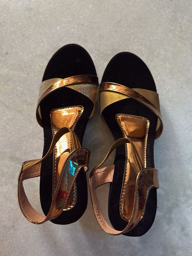 Metallic Ankle Strap Heels