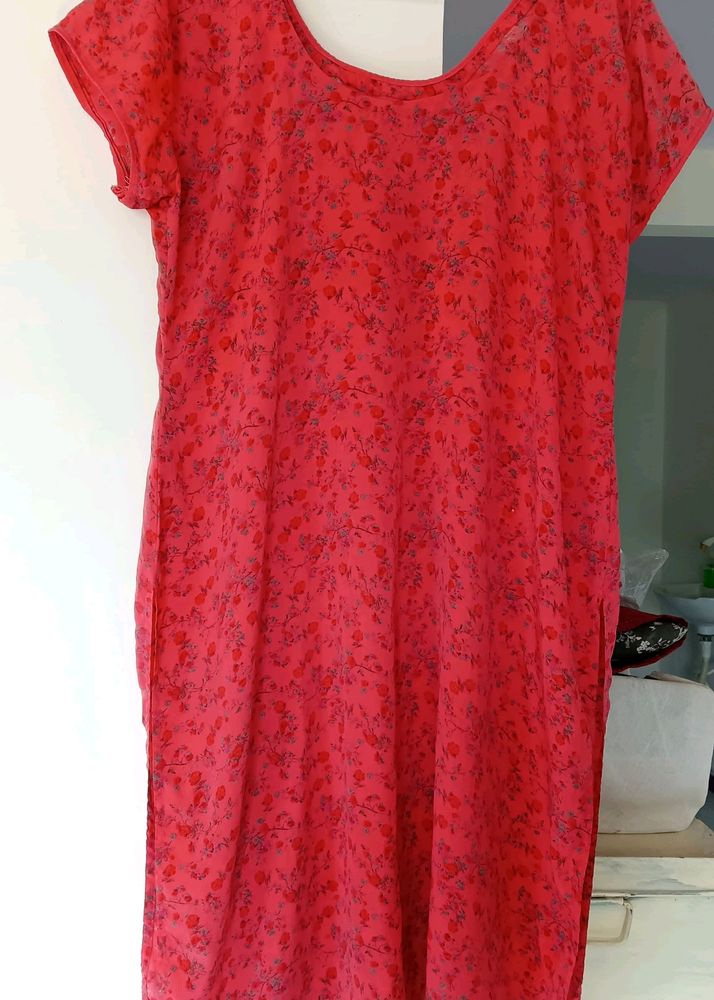 Tomato Red Designer Kurta