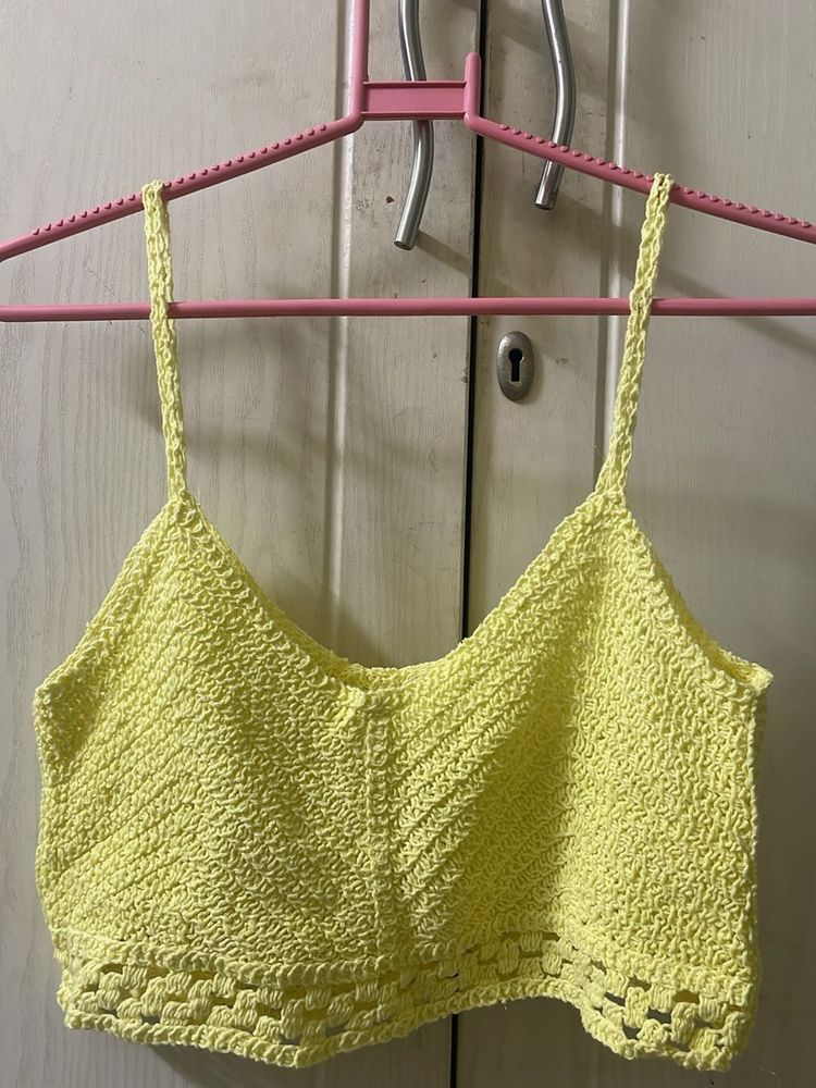 Yellow Crochet Crop Top