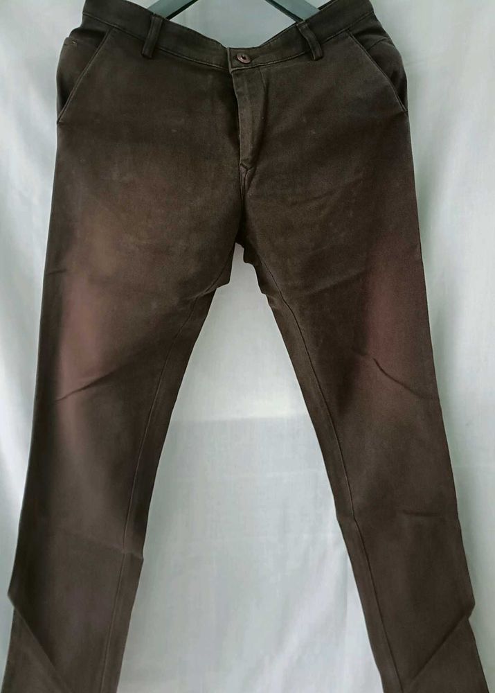 Brown Straight Fit Pants