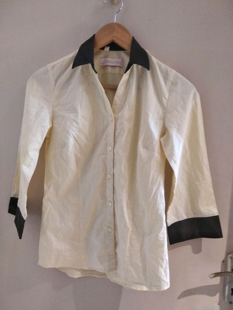 Vintage-Style Cream &amp; Brown Beautiful Shirt