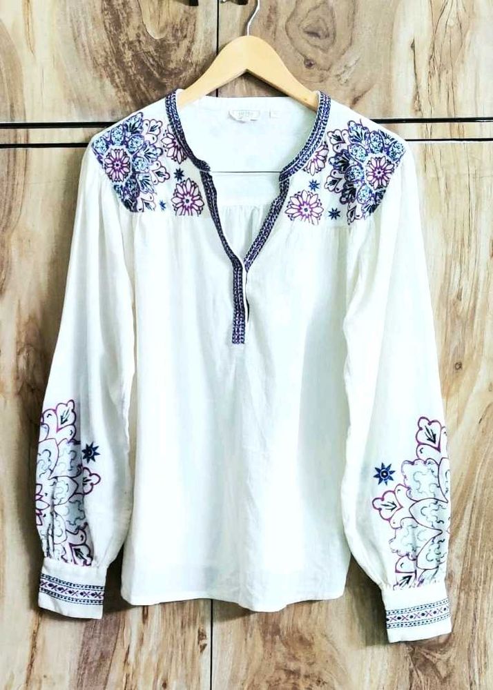 Offwhite Embroidery Design Top Size-42