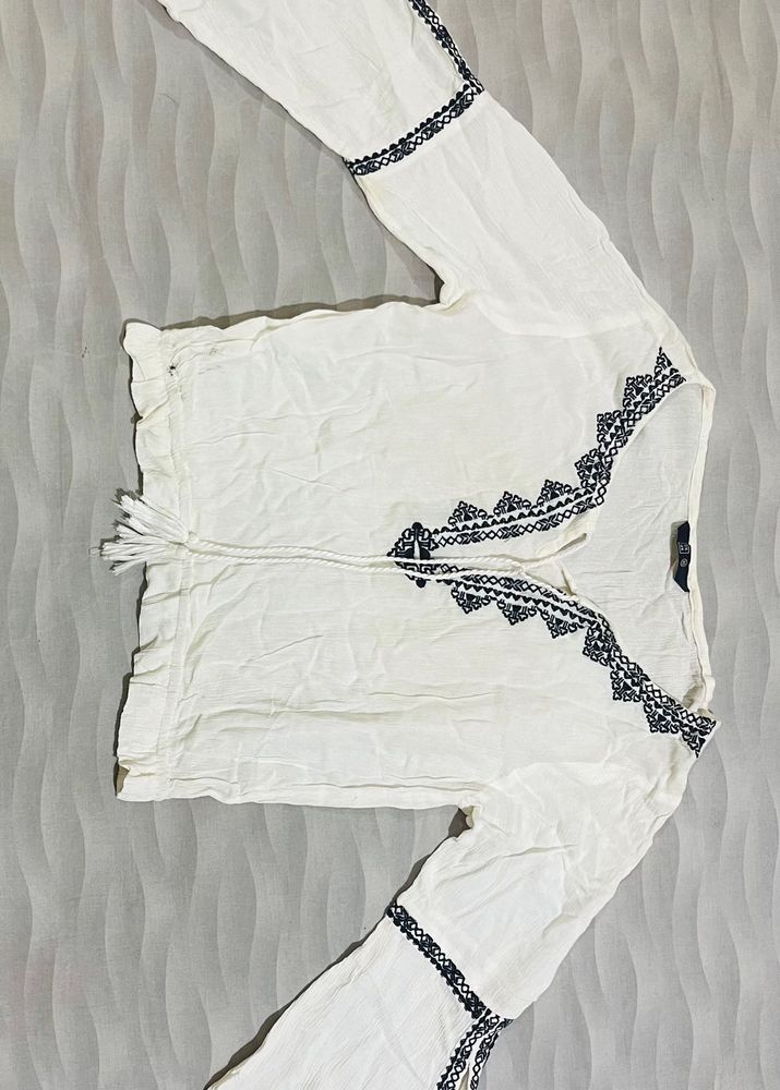 White Embroidered Top