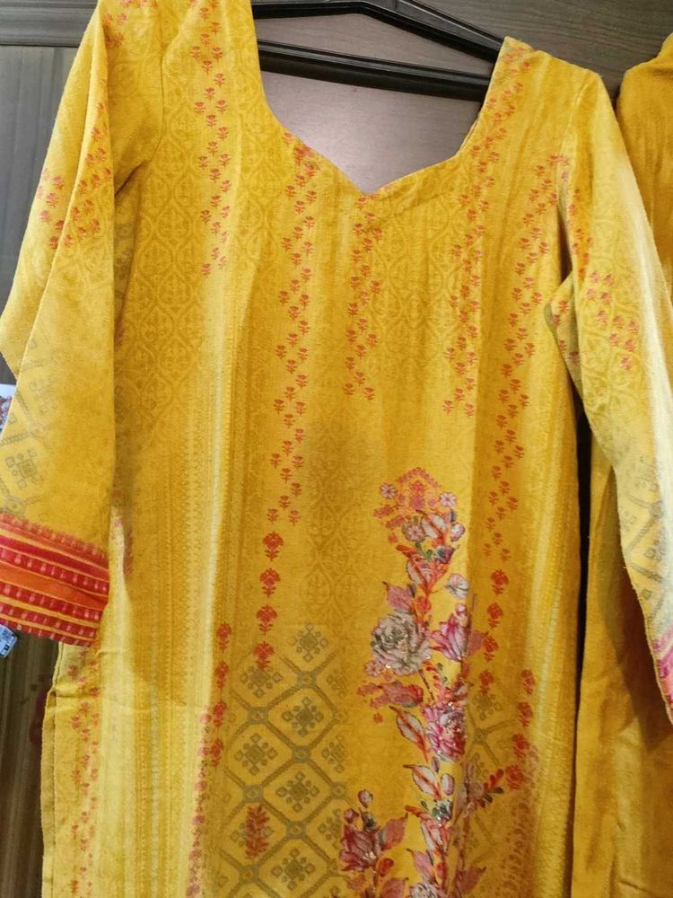 Yellow winter Kurta Set