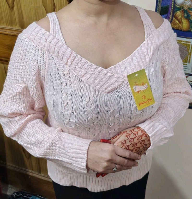 Stylish Neck Off Shoulder Sweater🌸💞