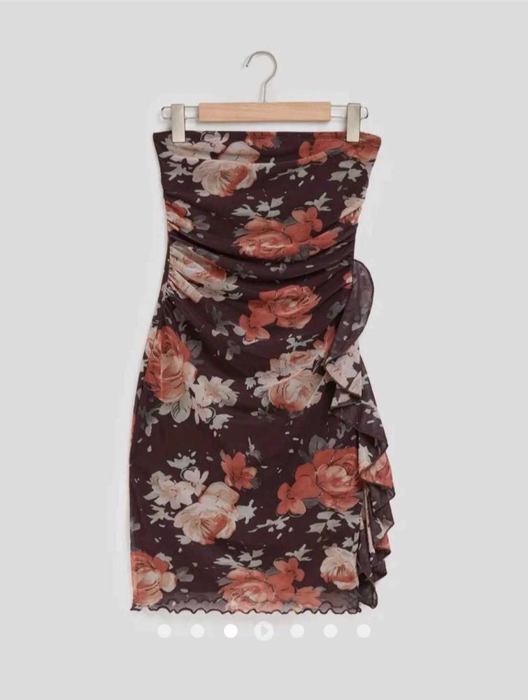 Floral Ruffle Mini Dress Bodycon