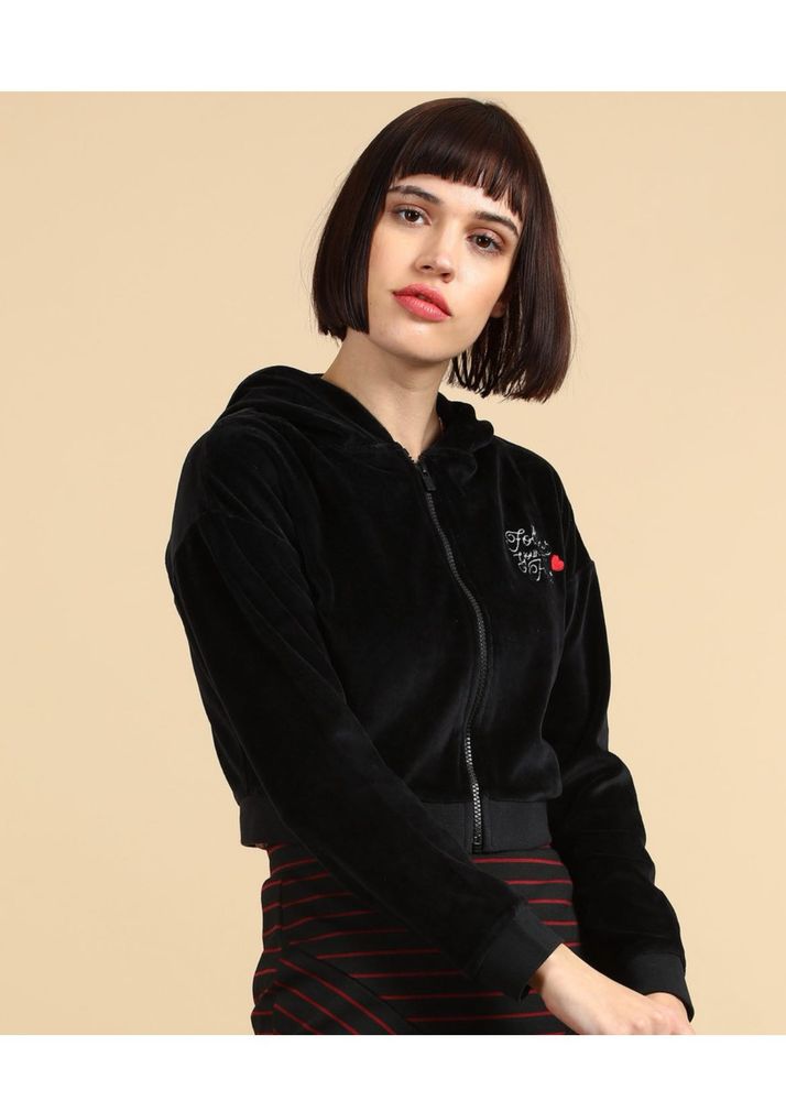Velvet Cropped Hoodie