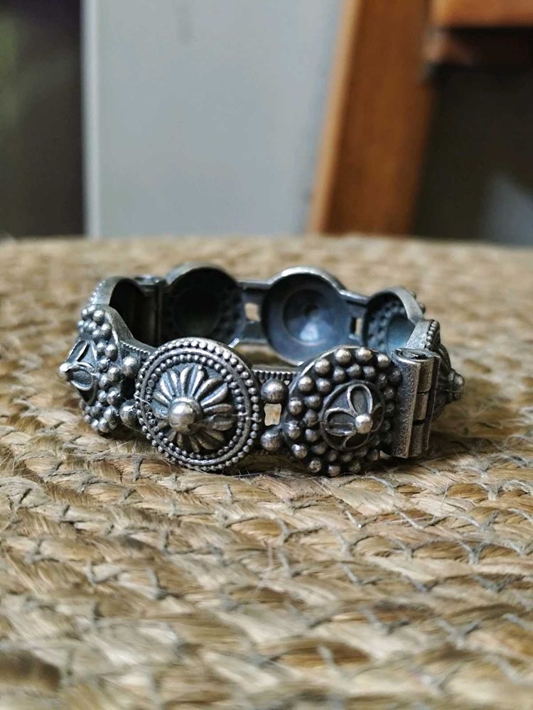 Silver Replica Antique Look Kada Bangle