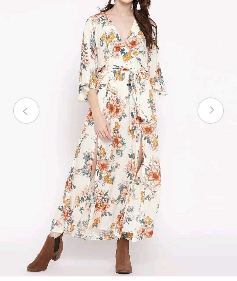 Floral Print Maxi Dress with Slits