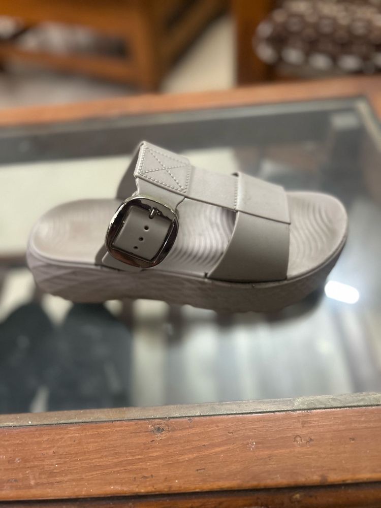 Grey Buckle Sandals
