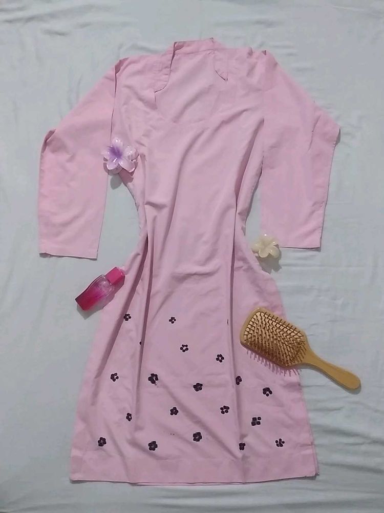 Pink Floral Print Kurta handmade