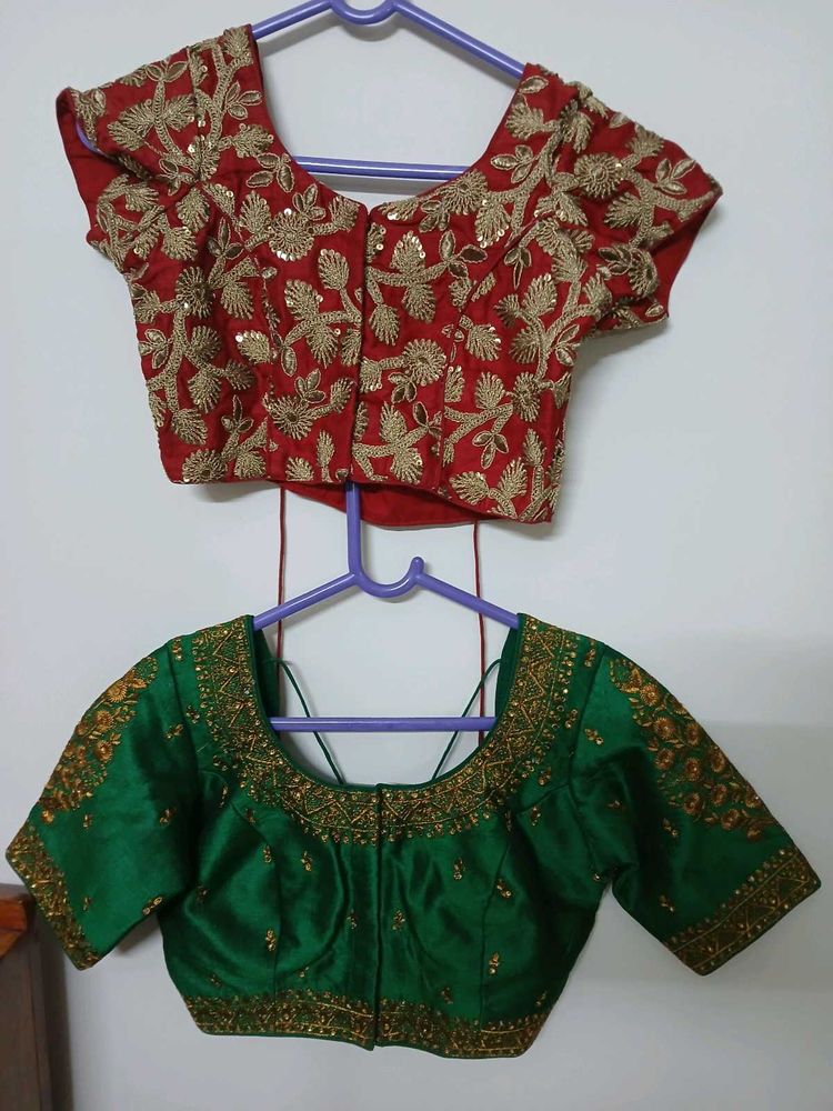 Embroidered Saree Blouses (Set of 2)