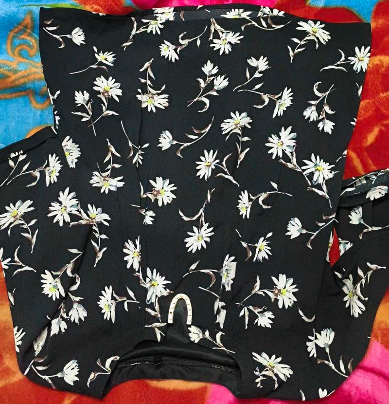 Floral Print Black Dress