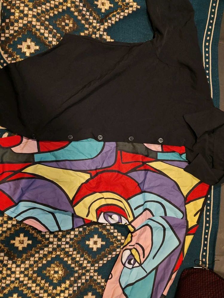 Black Long Sleeve Button-Down