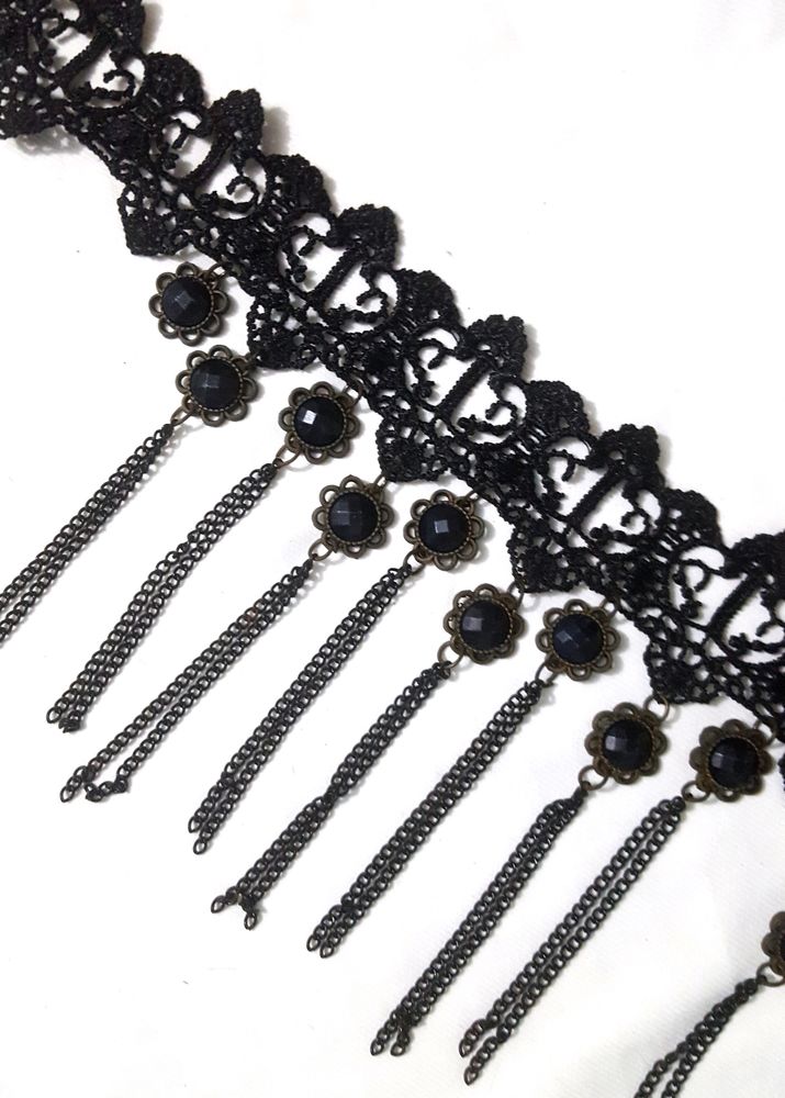 Black Fabric Lace Chokers Stylish Necklace