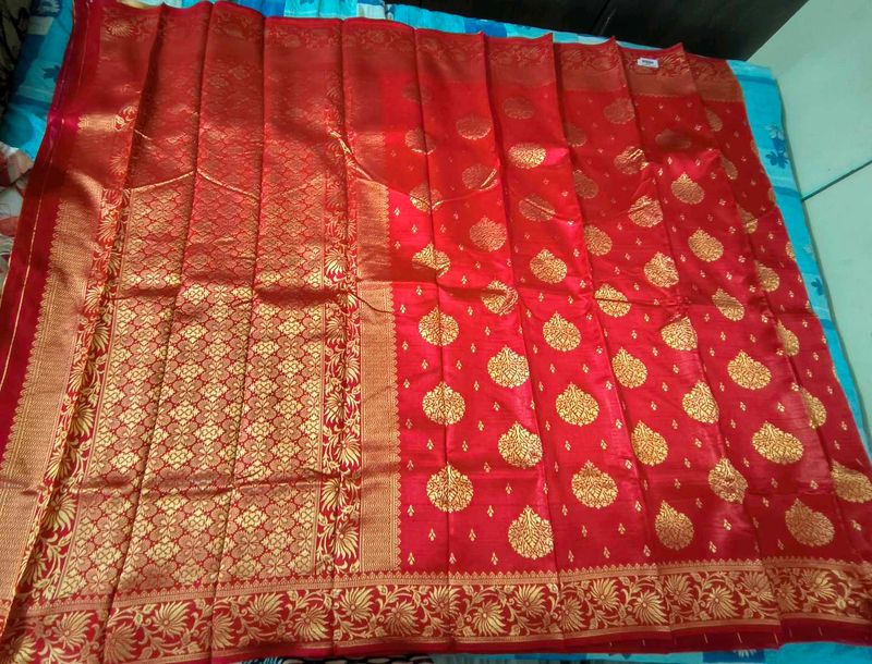 Red &amp; Gold Silk Saree