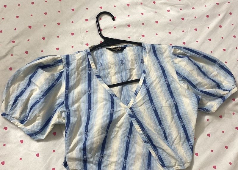 Striped Puff Sleeve Top