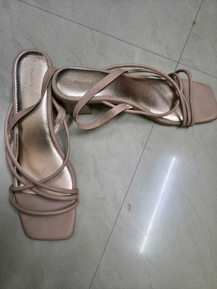 Elegant Nude Pink Heel Sandals