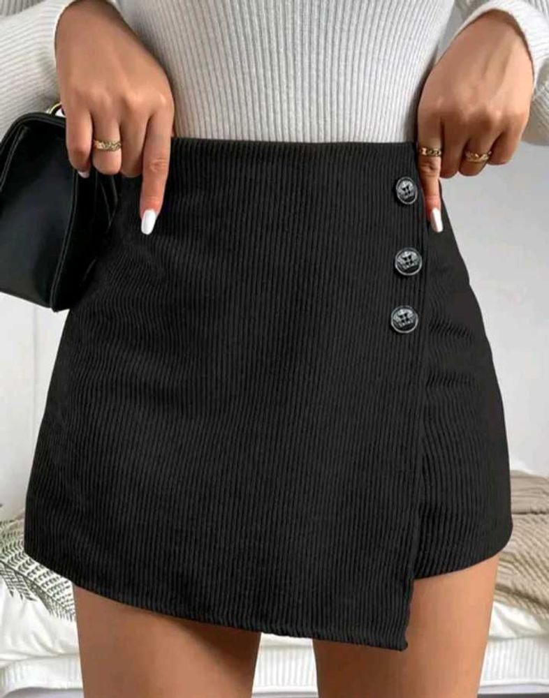 Black Corduroy Mini Skirt