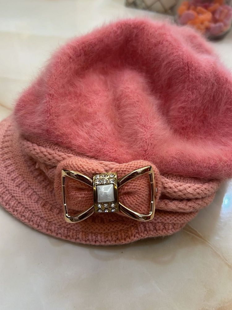 Pink Knitted Bow Hat