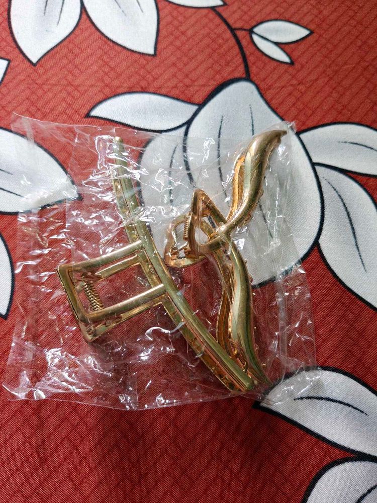 metal Golden Hair Claw Clips