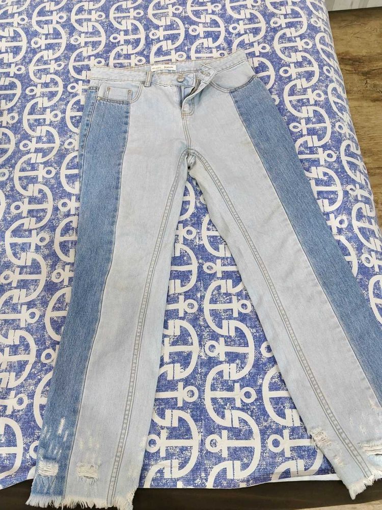 Two-Tone Denim Jeans