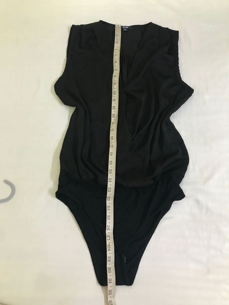 Black Bodysuit Top Fits S-M