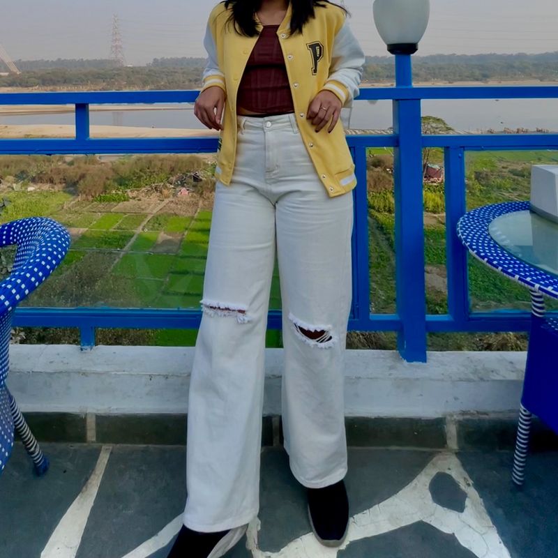 URBANIC Ripped Wide Jeans