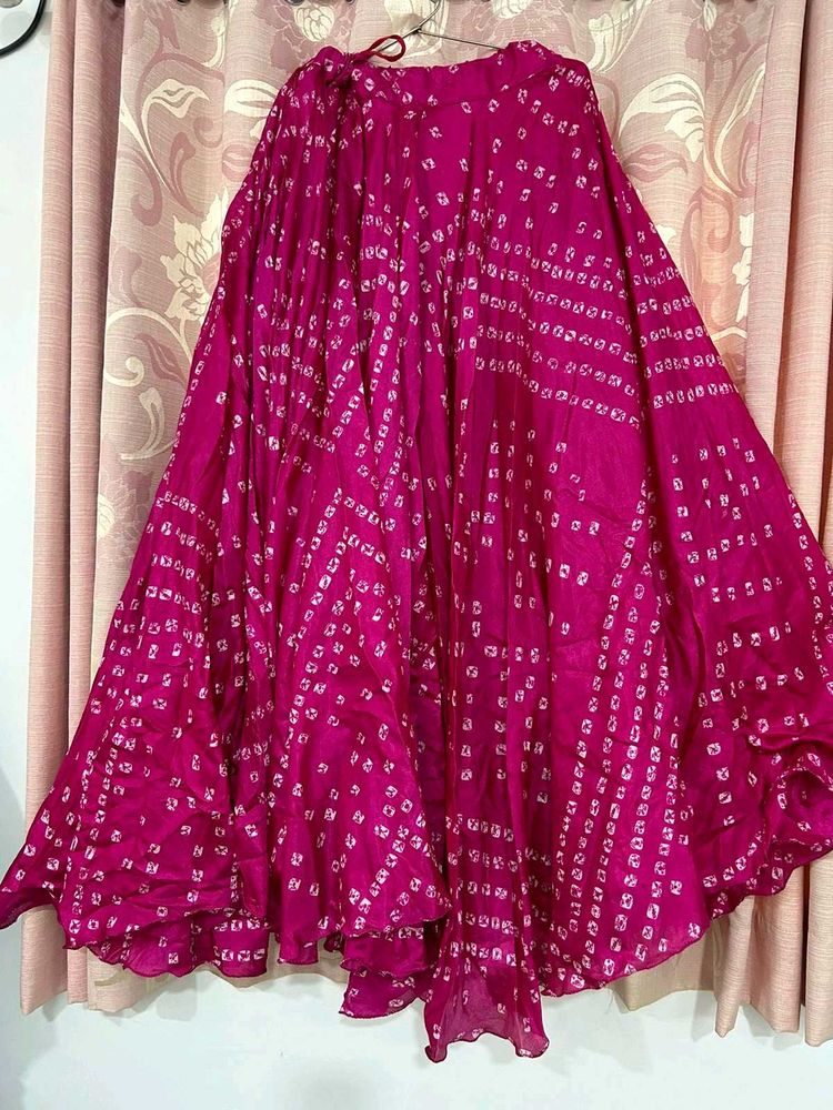 Pink Bandhani Skirt