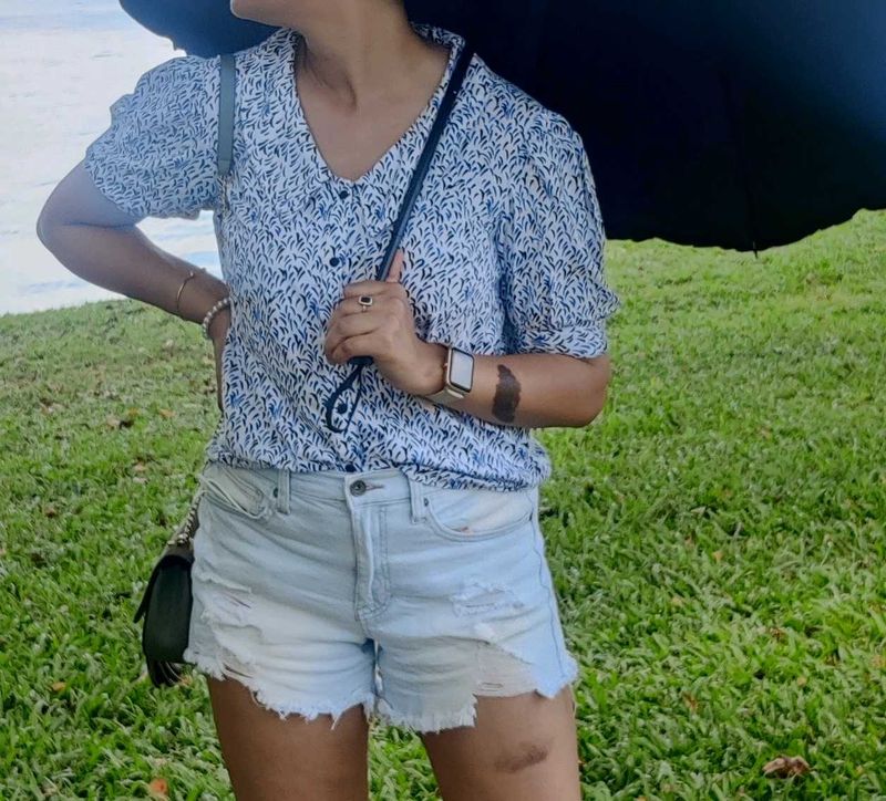 Distressed Mid Rise Shorts