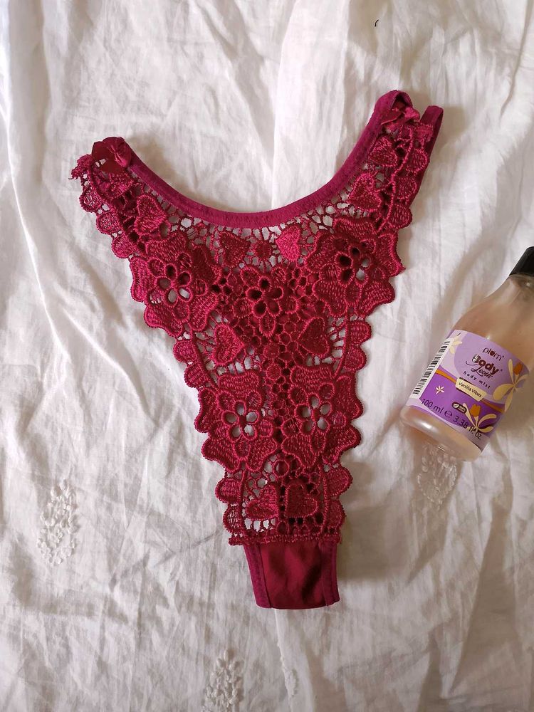 Red lace thong.