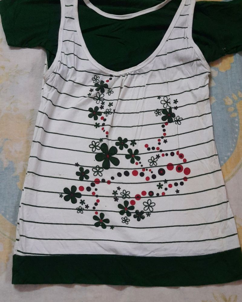 fancy green and white top