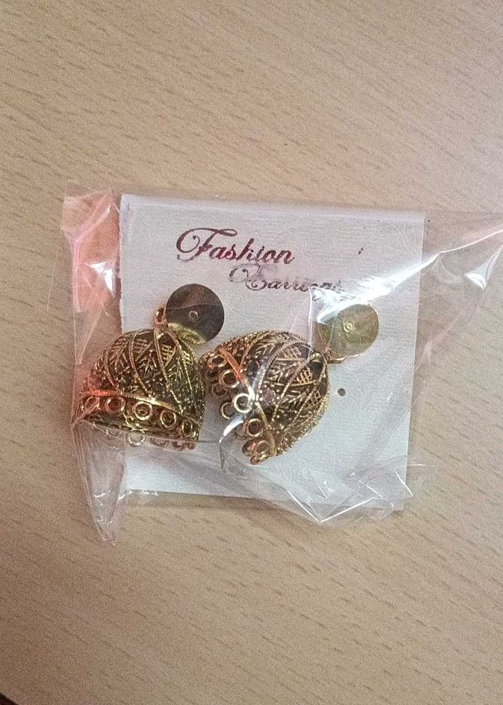 Golden Jhumka Earrings