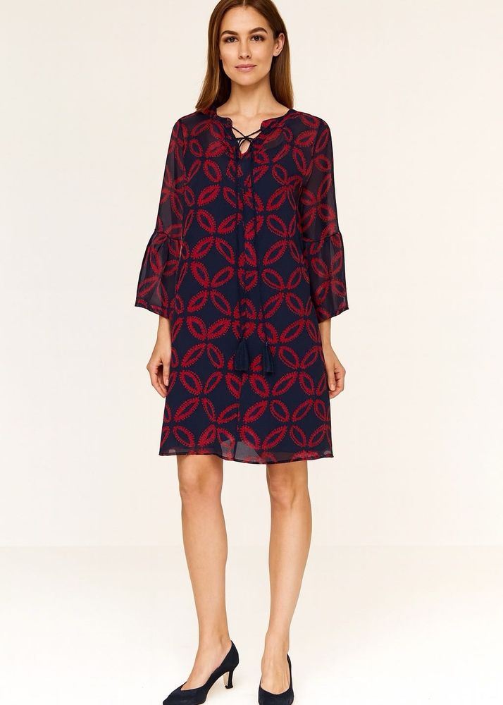 Chic Navy &amp; Red Sheer Dress