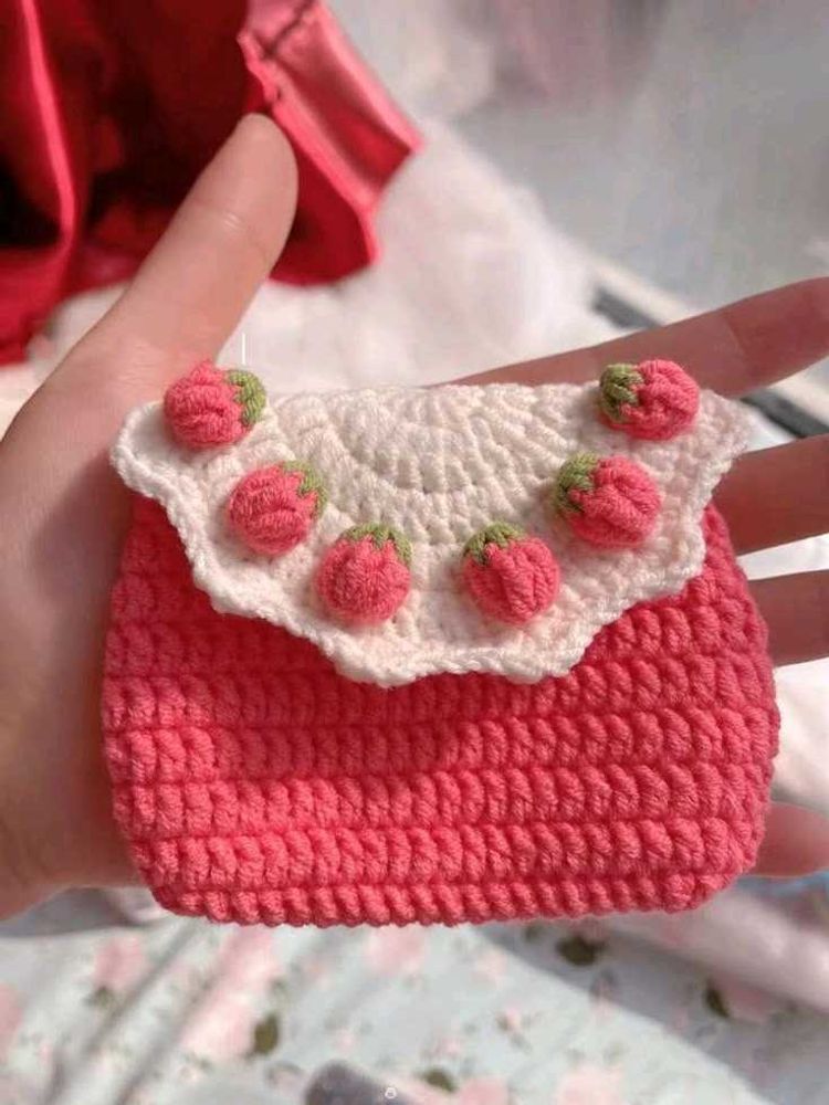 Crochet Strawberry Mini Purse🎀