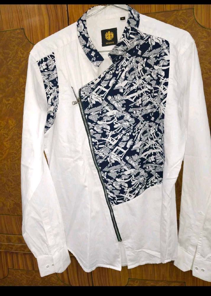 Stylish White &amp; Patterned Shirt