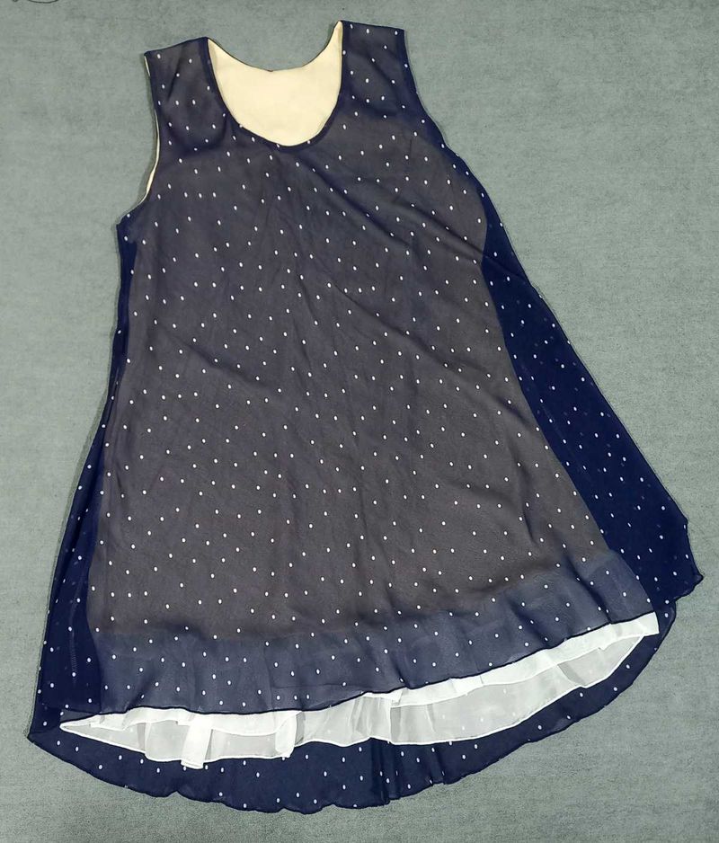 Navy Polka Dot Sleeveless Dress